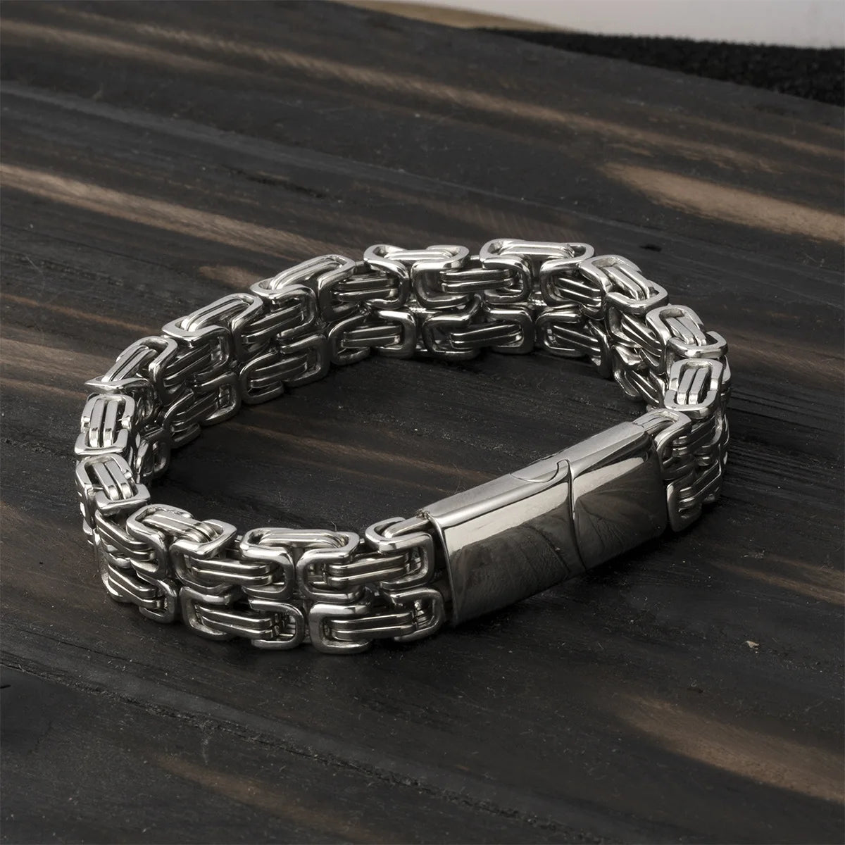 Emperor chain bracelet, 10mm, silver tone