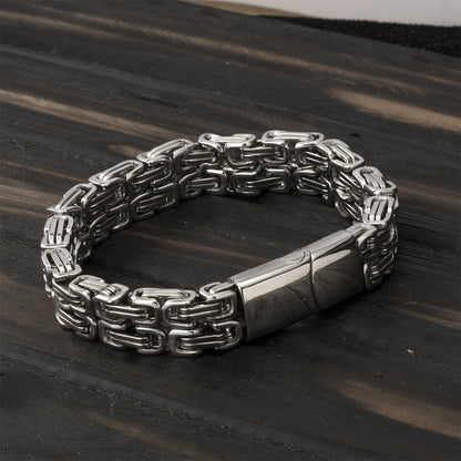 Emperor chain bracelet, 10mm, silver tone