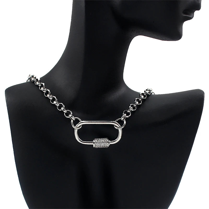 Rolo chain choker with iced lock – view 6