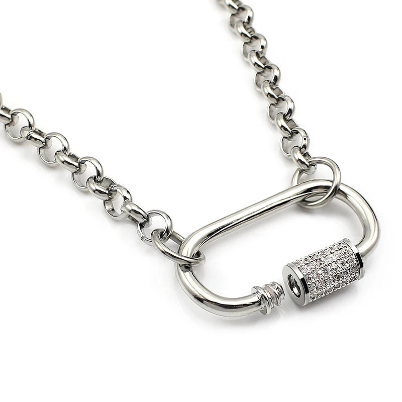 Rolo chain choker with iced lock – view 3