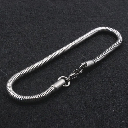 Snake chain bracelet, 2mm to 4mm, silver tone
