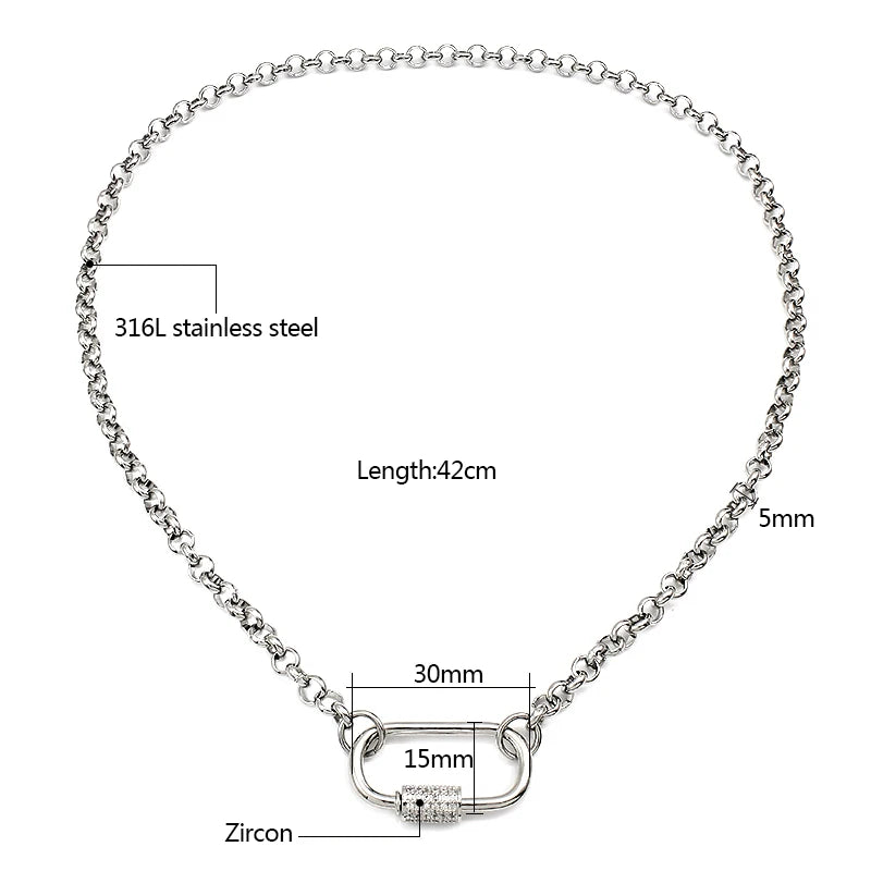 Rolo chain choker with iced lock – view 2