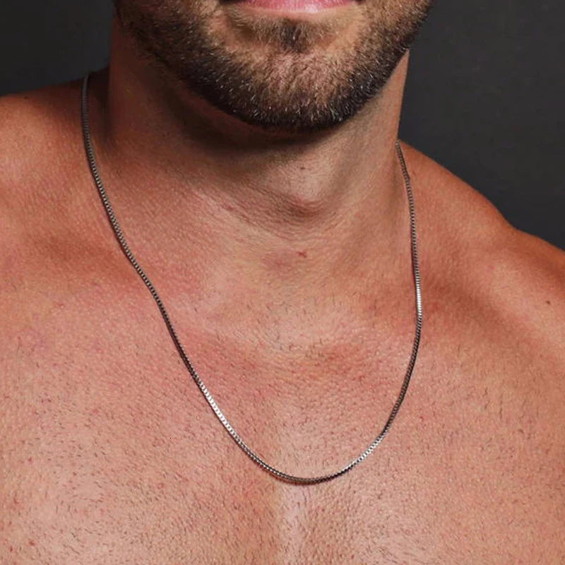 Stainless steel box chain necklace