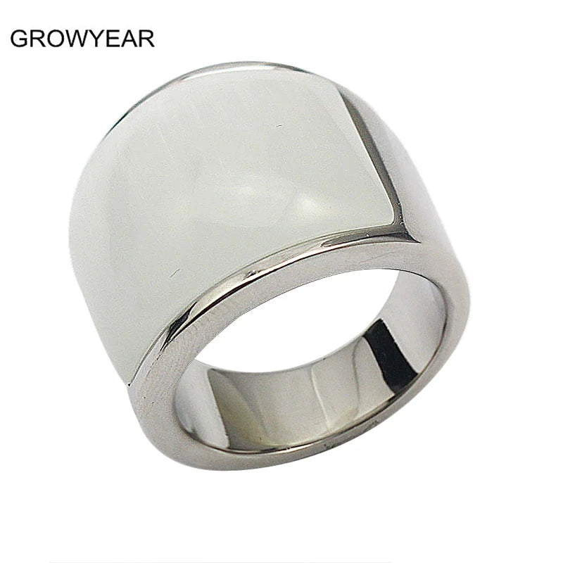 Shell inlay band ring, silver tone