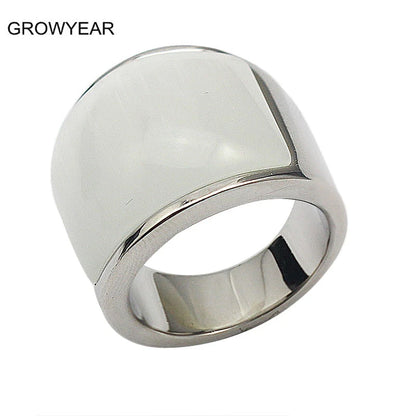 Shell inlay band ring, silver tone
