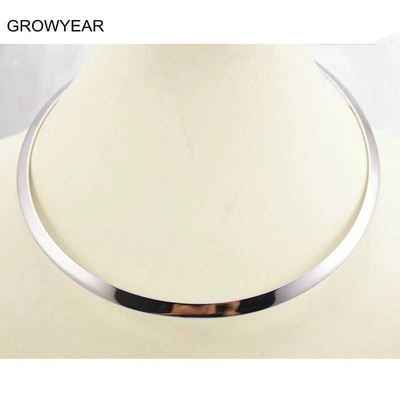 Torque collar necklace, silver tone