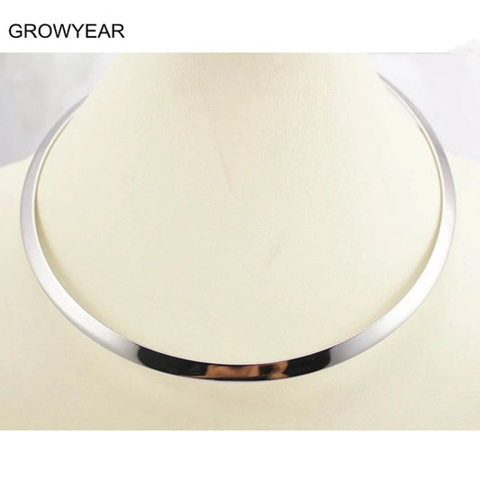 Torque collar necklace, silver tone