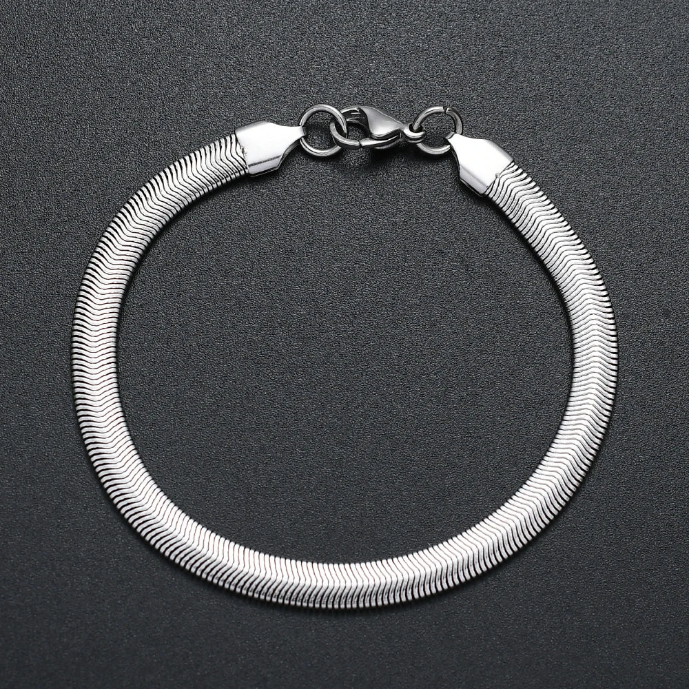 Snake chain bracelet, 6mm, silver tone