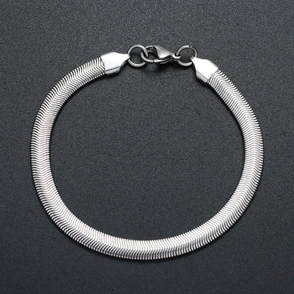 Snake chain bracelet, 6mm, silver tone