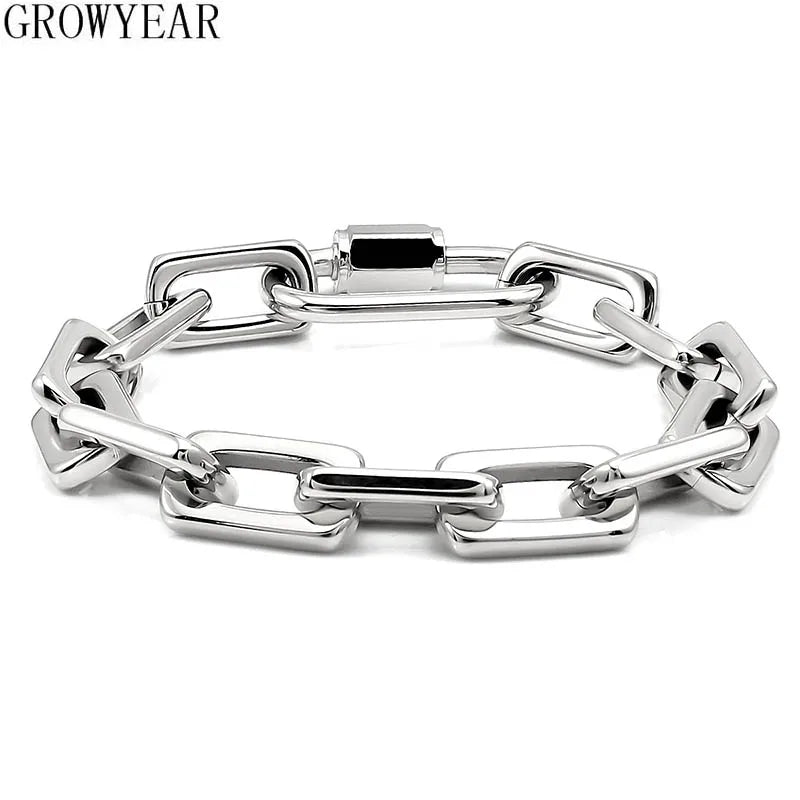Lock chain, silver tone