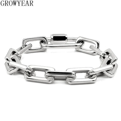 Lock chain, silver tone