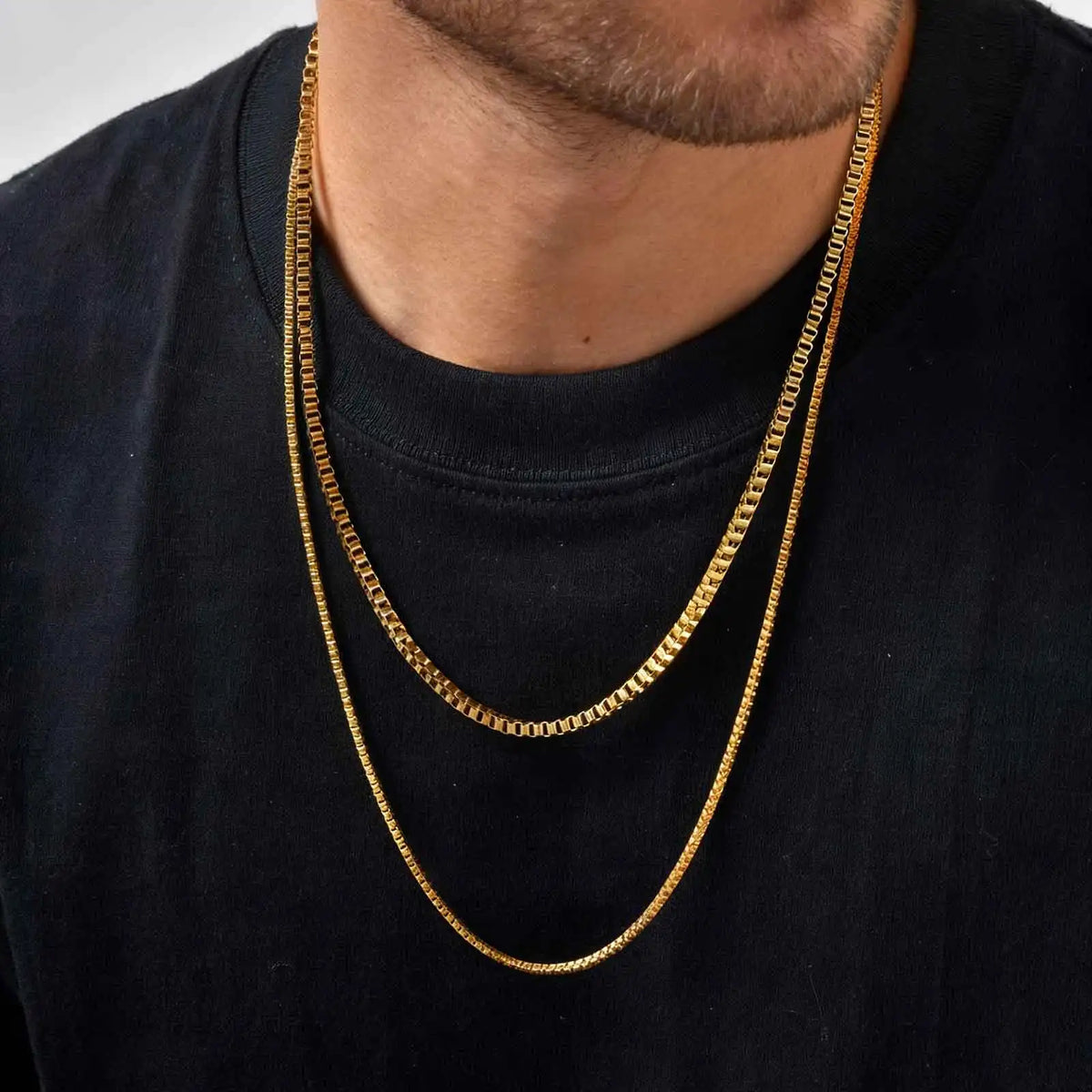 Stainless steel box chain necklace – view 6
