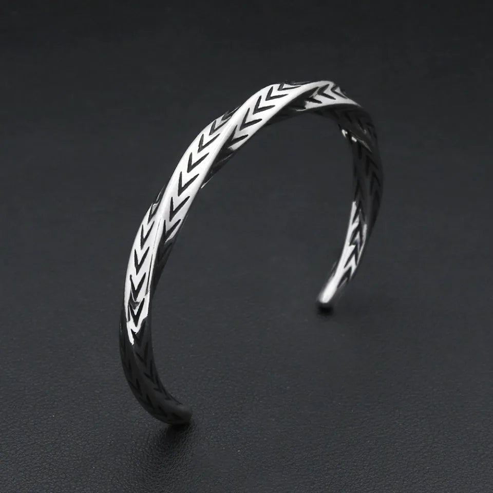 Möbius cuff bracelet, silver tone