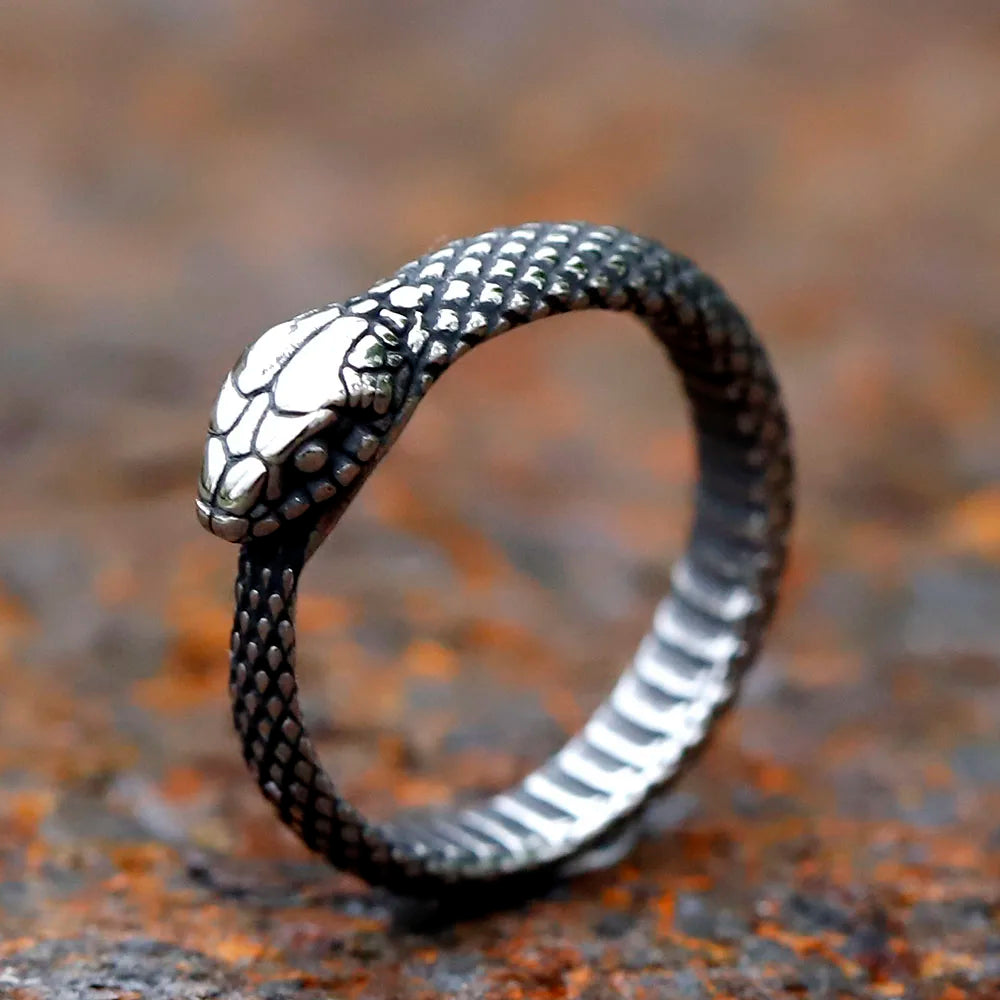 Serpent ring, silver tone