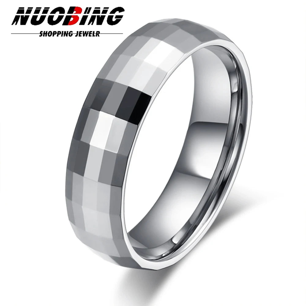 Faceted dome ring, 6mm, silver tone