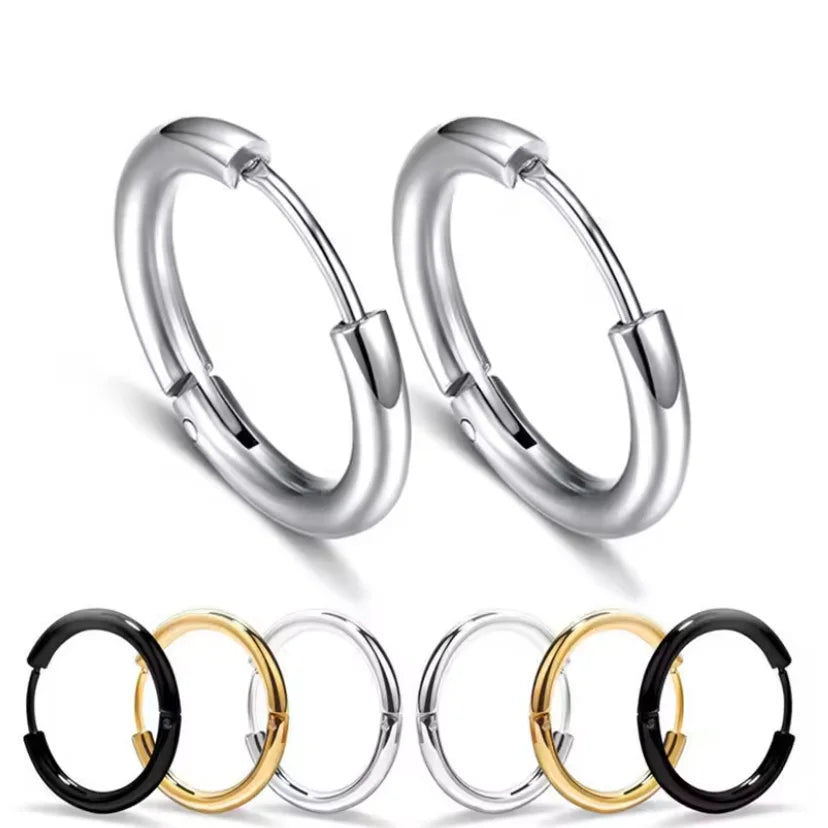 Stainless steel huggie hoop earrings
