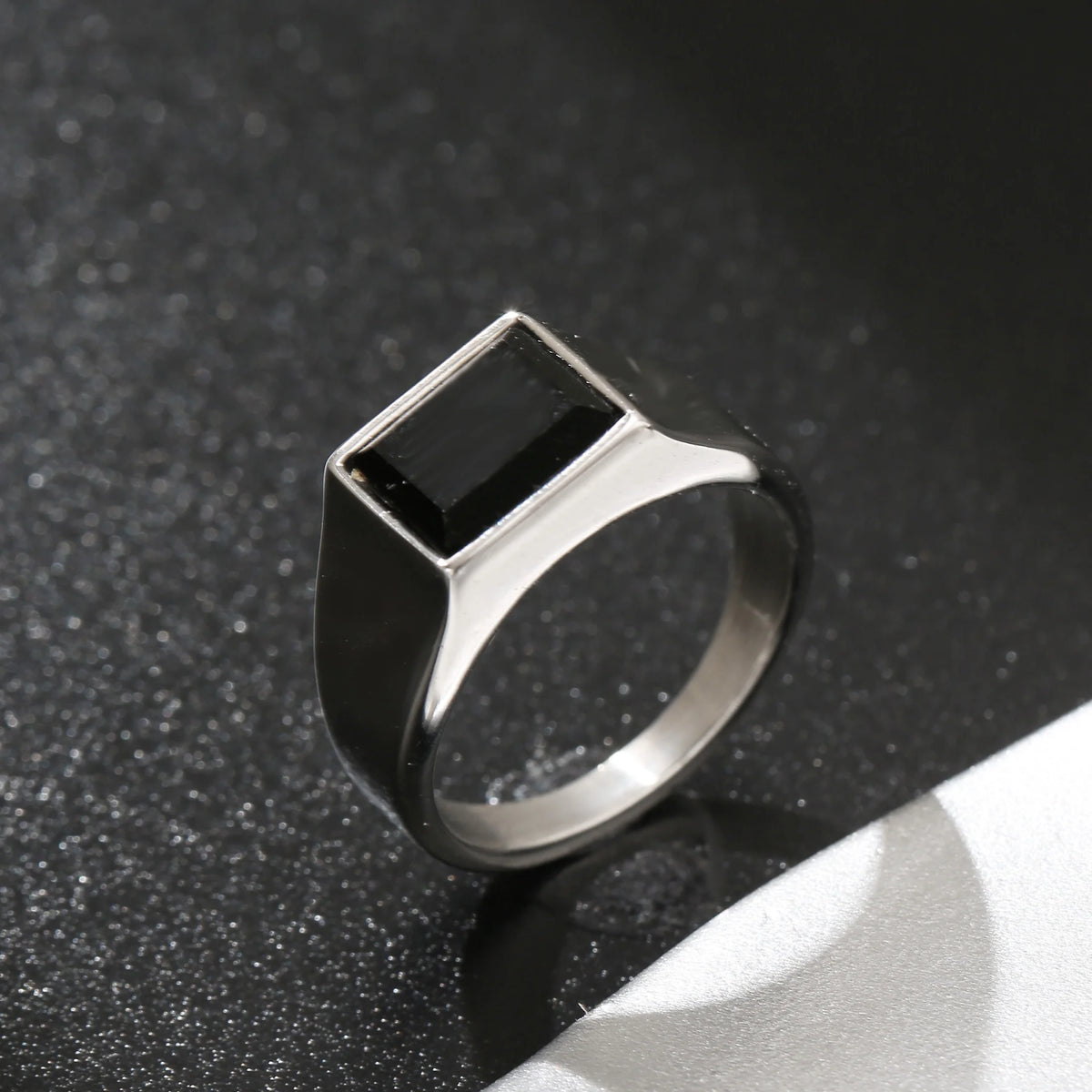 Black stone signet ring – view 6