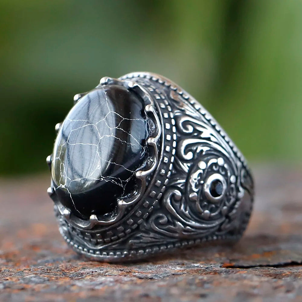Black stone statement ring – view 6