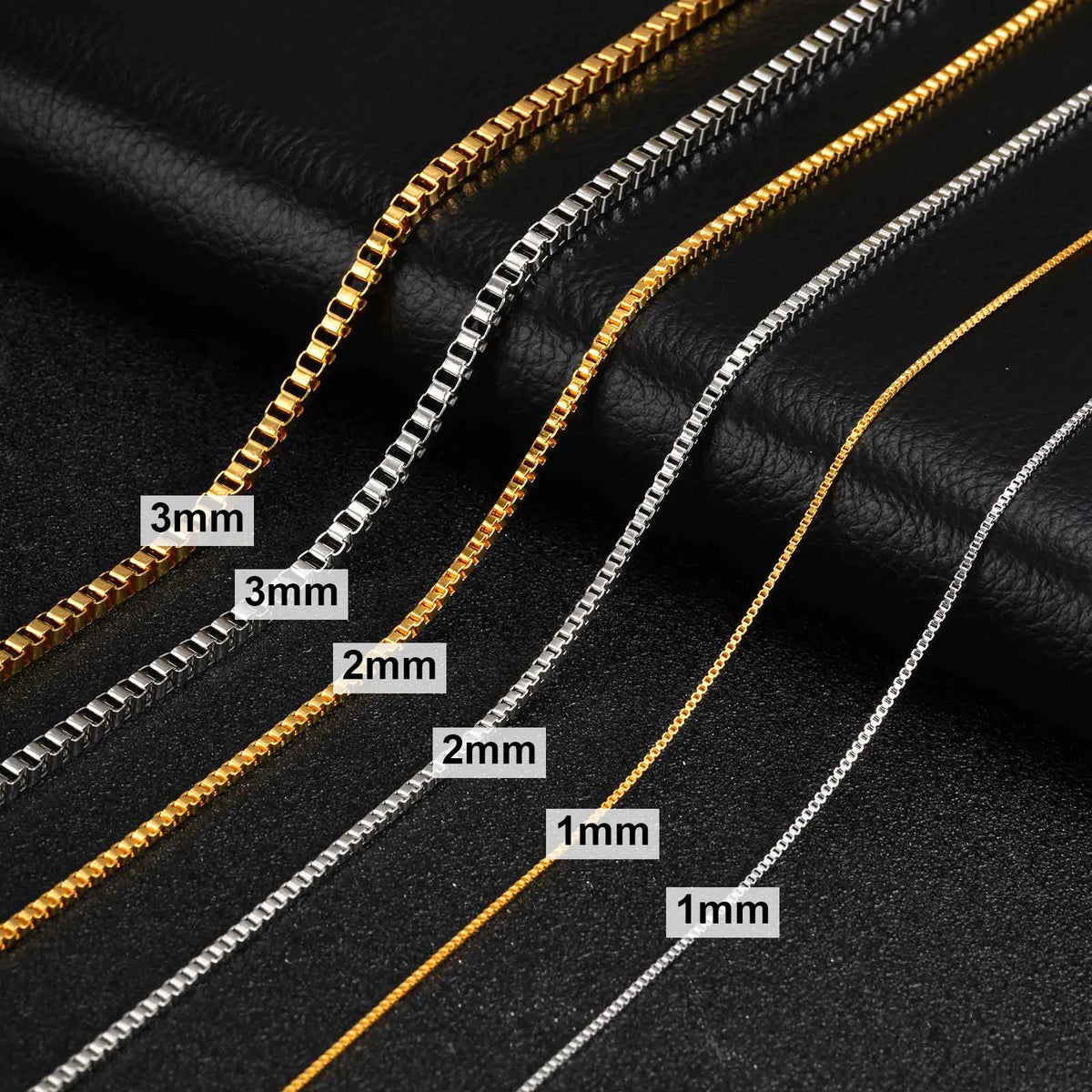 Stainless steel box chain necklace – view 3