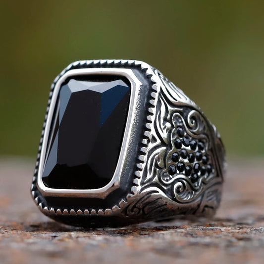 Jewel stone ring, silver tone
