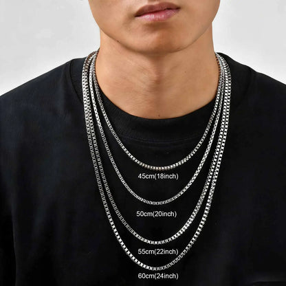 Stainless steel box chain necklace – view 2